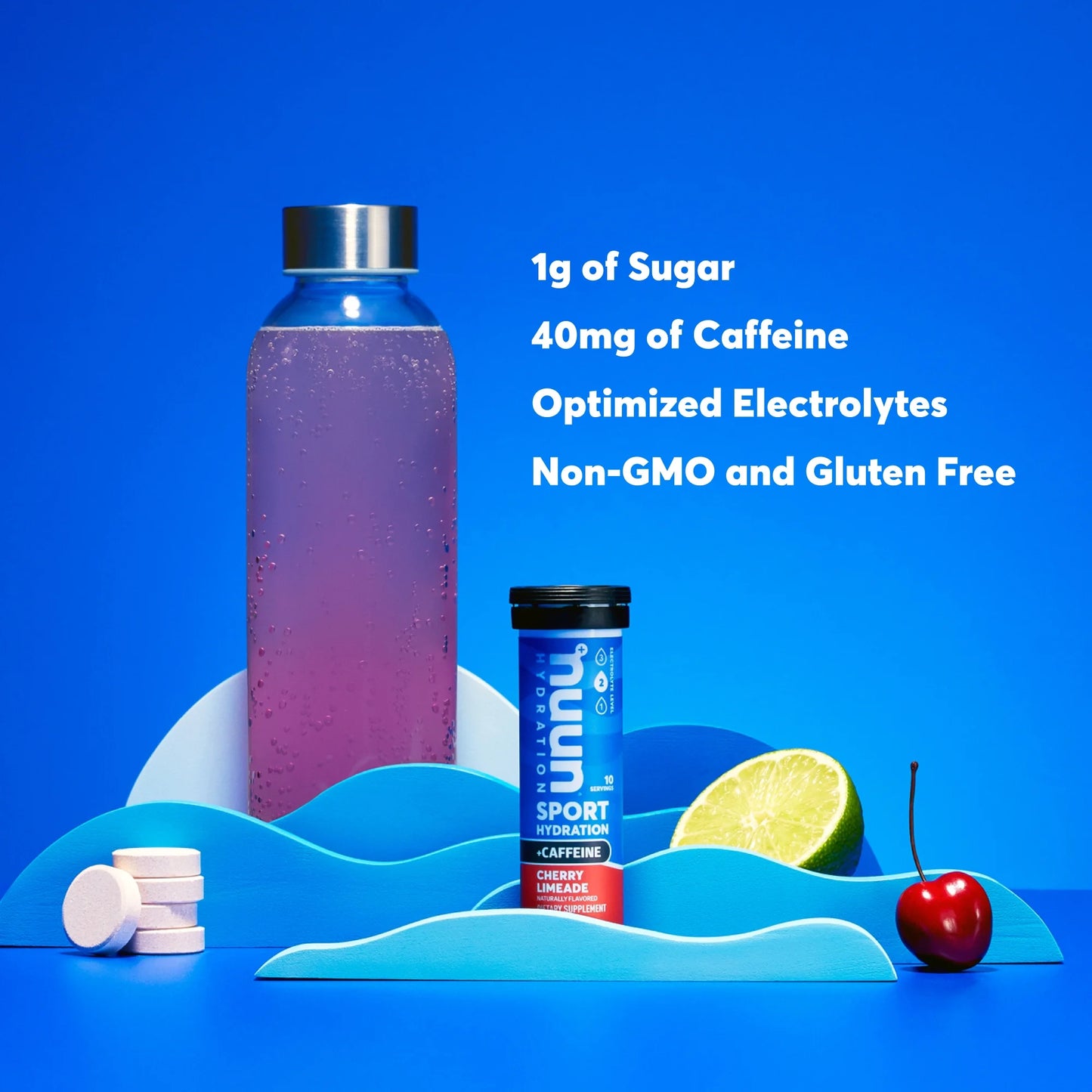 Sport +Caffeine Electrolyte Tablets for Proactive Hydration, Cherry Limeade, 8 - 10 Count Tubes