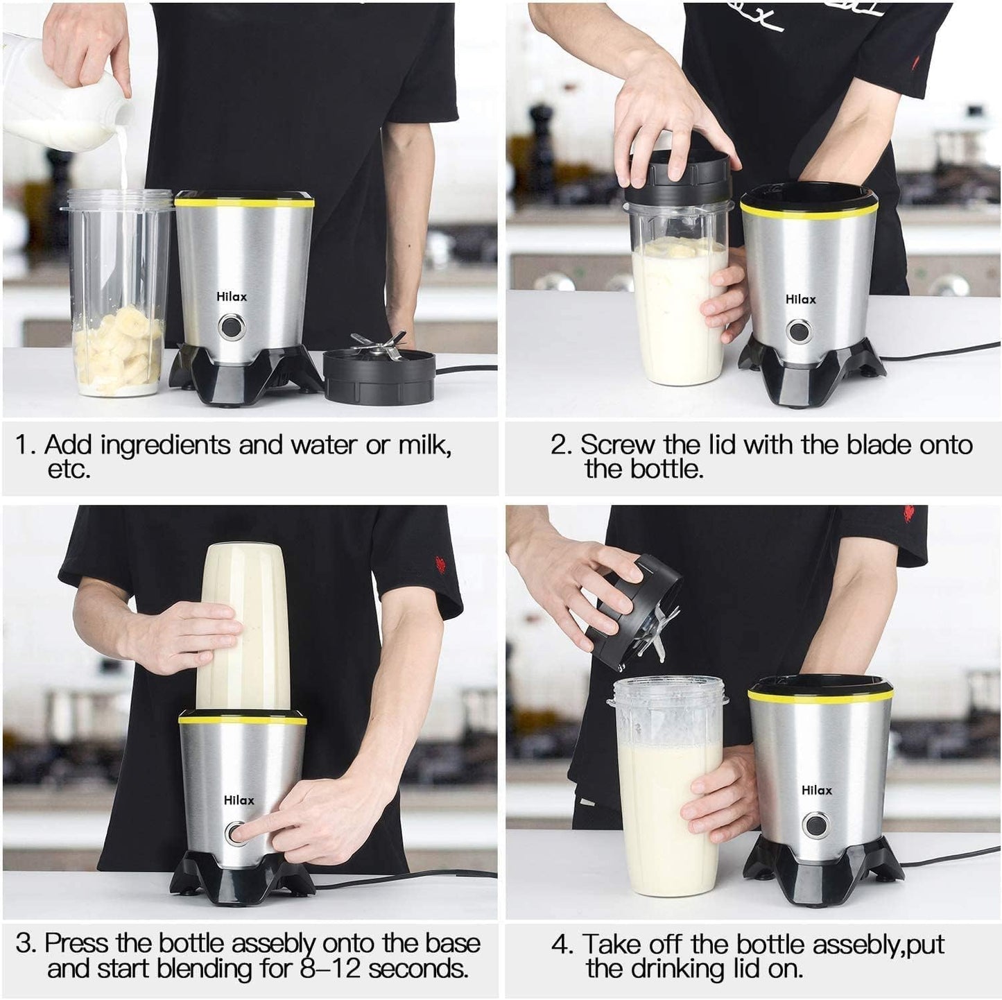 Blenders for Making Smoothies Shakes - 1000W High-Speed Professional Personal Blender,Fruit Juice Mixer High Speed Blender, 2-Set Blades,35Oz and 14Oz Portable Travel Blender Bottles,Bpa Free