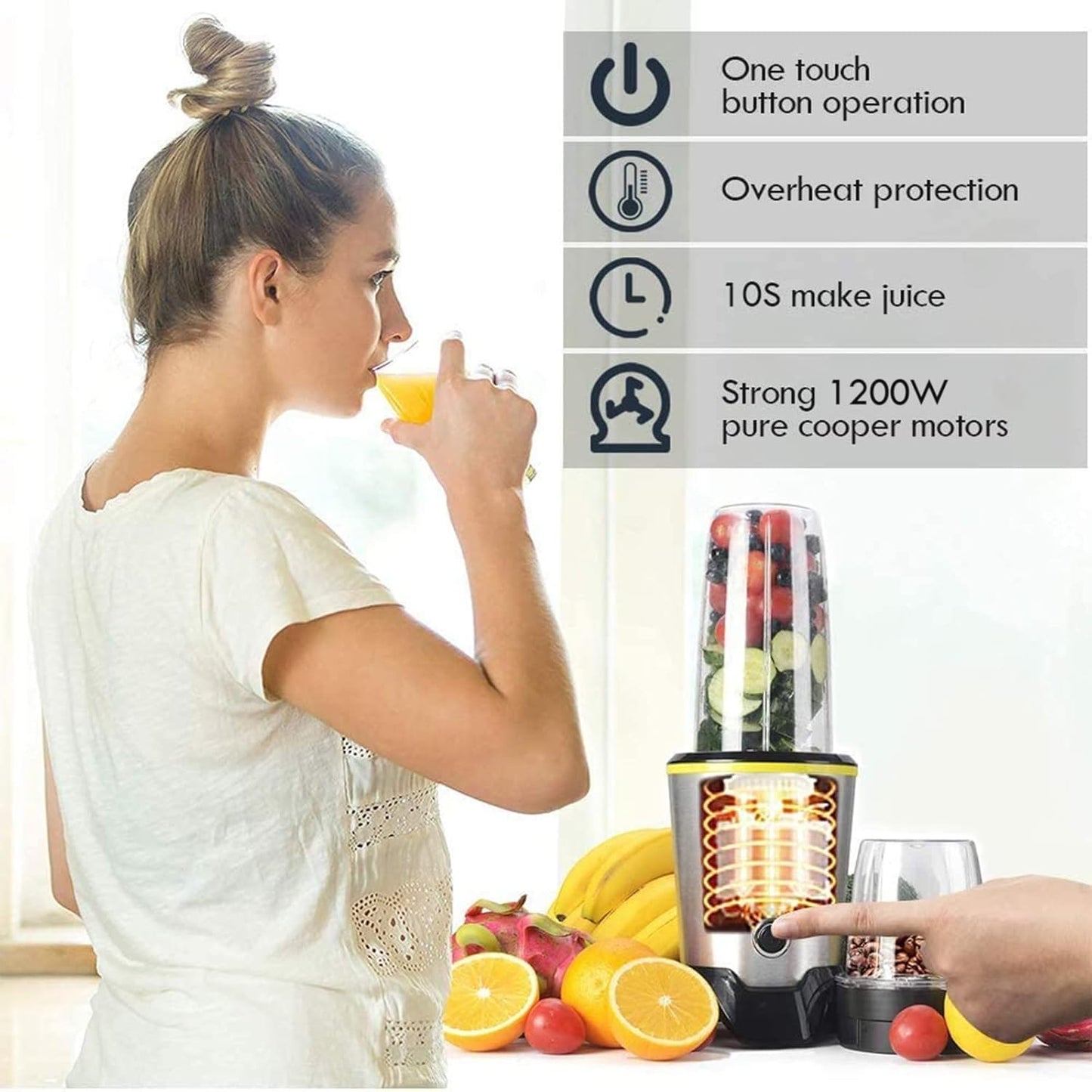 Blenders for Making Smoothies Shakes - 1000W High-Speed Professional Personal Blender,Fruit Juice Mixer High Speed Blender, 2-Set Blades,35Oz and 14Oz Portable Travel Blender Bottles,Bpa Free