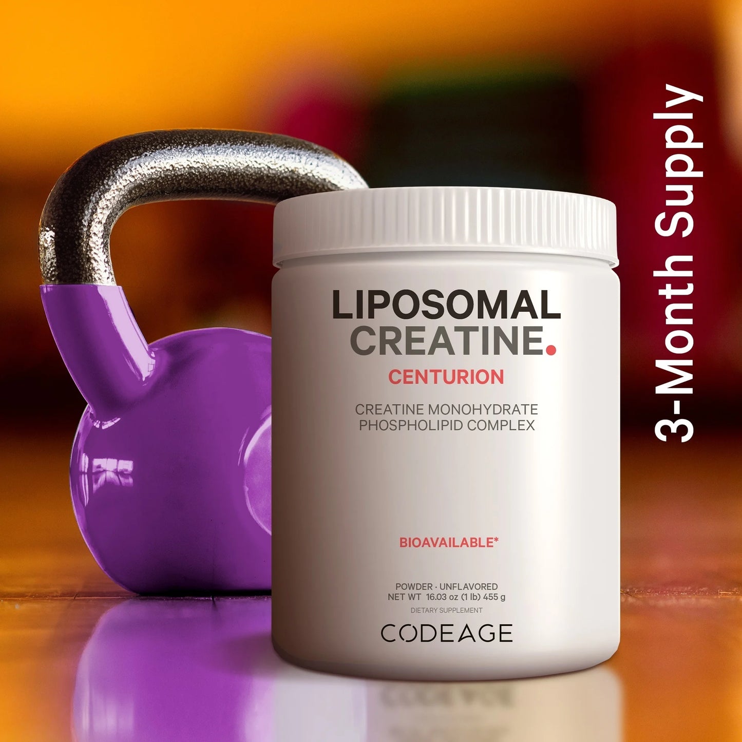 Liposomal Creatine Monohydrate Powder Supplement, Unflavored, 3-Month Supply, 90 Servings