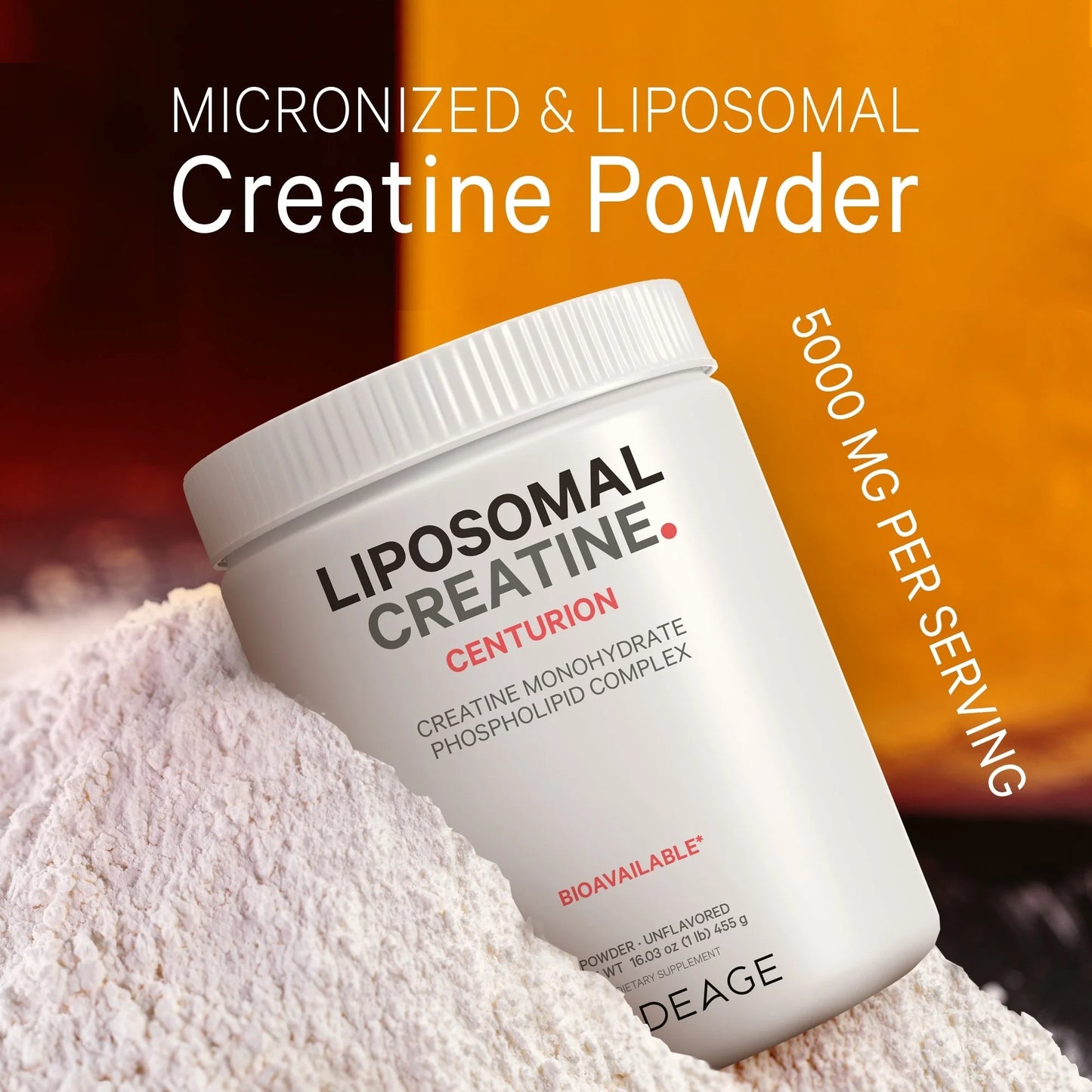 Liposomal Creatine Monohydrate Powder Supplement, Unflavored, 3-Month Supply, 90 Servings