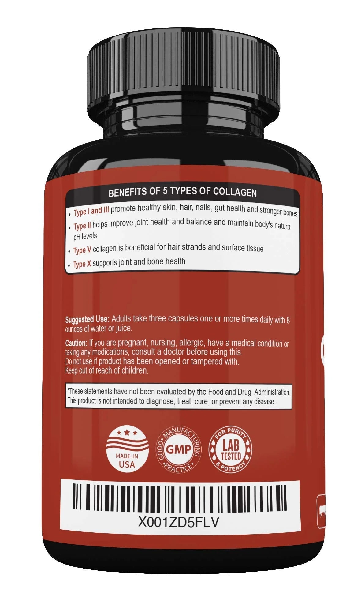 Multi Collagen Pills (Type I II III V X)And Bioperine - Hair, Skin, Nails, Joints - Collagen Peptides Protein Supplement for Women Men