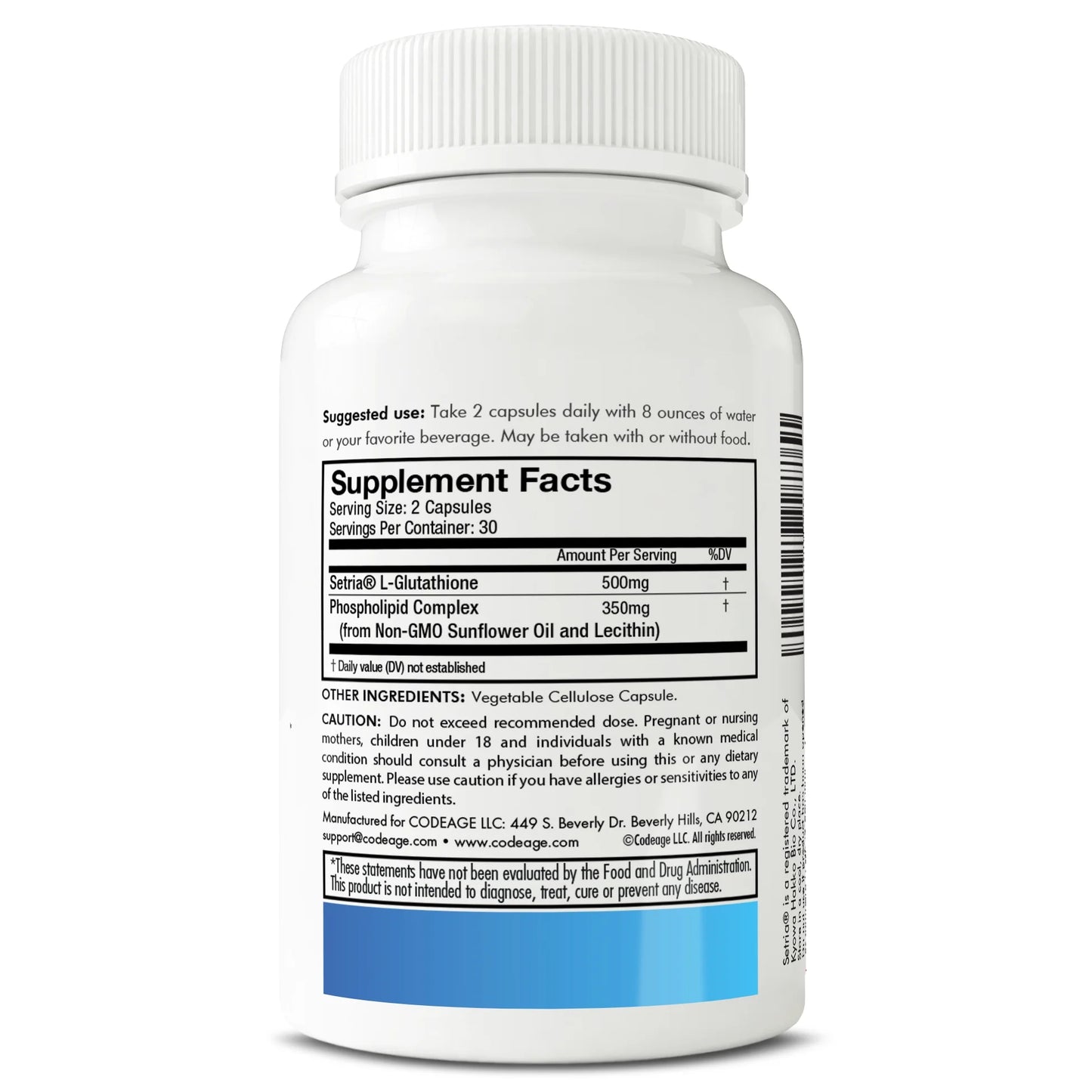 Liposomal Glutathione, Setria® L Glutathione Capsules, Phospholipid Complex, Vegan, Non-Gmo, 60 Ct