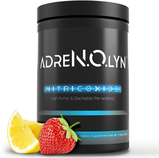Adrenolyn Stim Free Pre Workout - Caffeine Free Flavored Powdered Drink Mix for Men & Women, Nitric Oxide Booster, Non Stimulant (Strawberry Lemonade, 25 Servings)