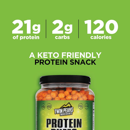 Twin Peaks Low Carb, Keto Friendly Protein Puffs, Jalapeno Cheddar (300G, 21G Protein, 2G Carbs)