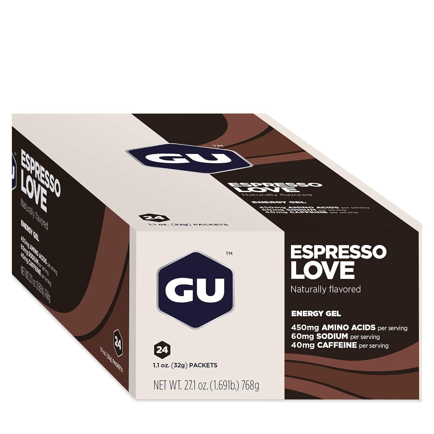 GU Energy Original Sports Nutrition Energy Gel, Vegan, Gluten-Free, Kosher, and Dairy-Free On-The-Go Energy for Any Workout, 24-Count, Espresso Love