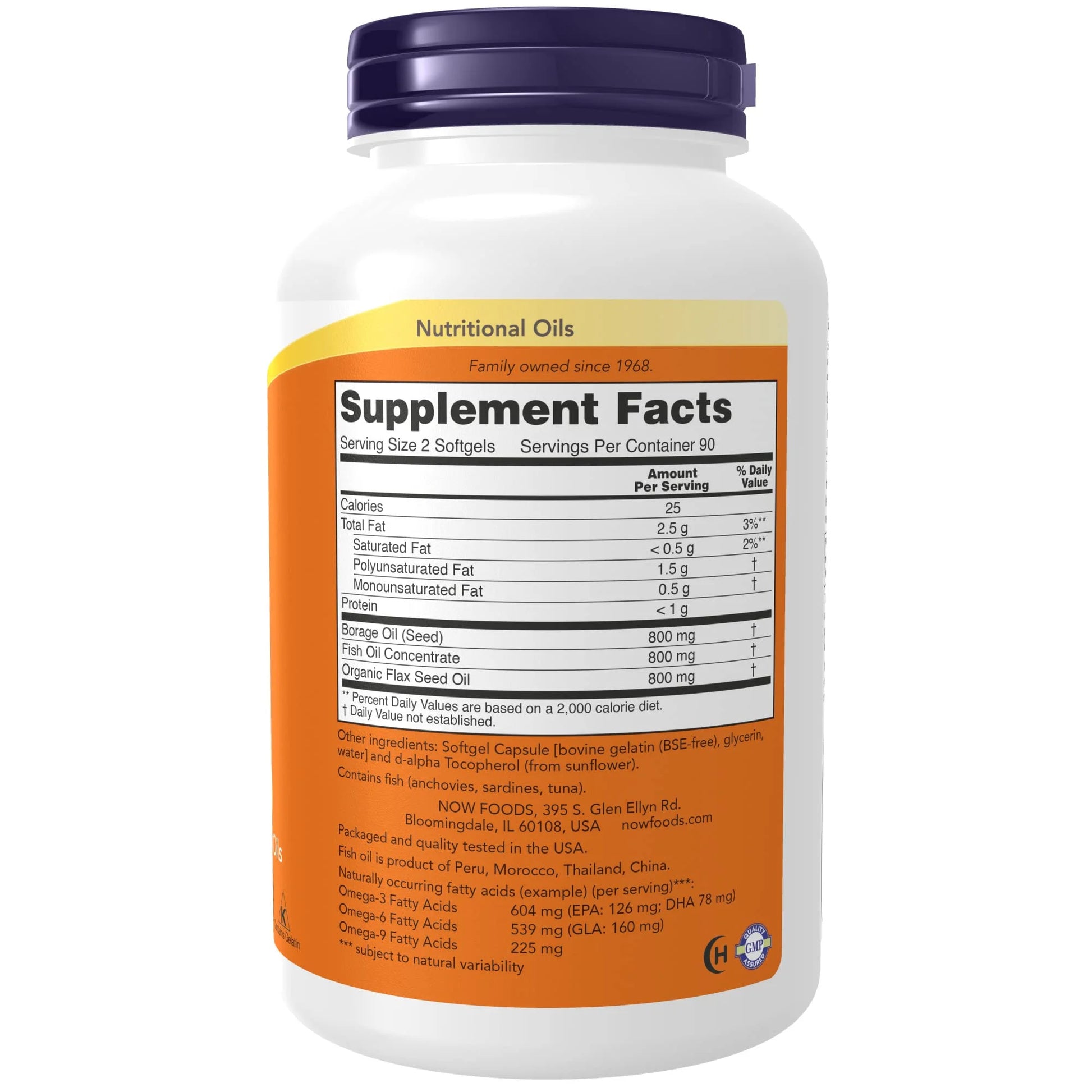 Supplements, Super Omega 3-6-9 1200 Mg with a Blend of Fish, Borage and Flax Seed Oils, 180 Softgels