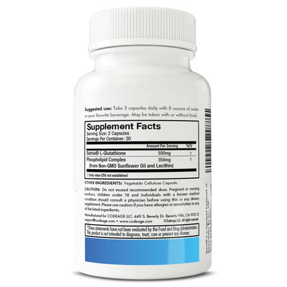 Liposomal Glutathione, Setria® L Glutathione Capsules, Phospholipid Complex, Vegan, Non-Gmo, 60 Ct