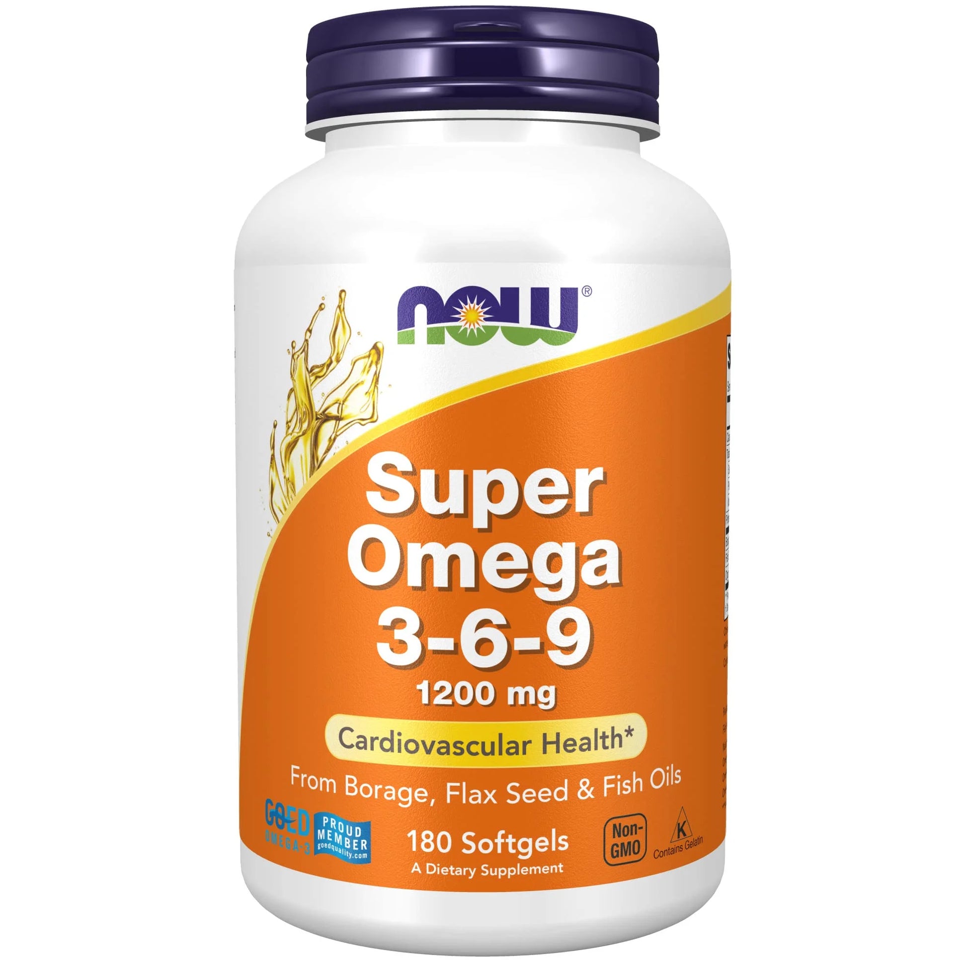 Supplements, Super Omega 3-6-9 1200 Mg with a Blend of Fish, Borage and Flax Seed Oils, 180 Softgels